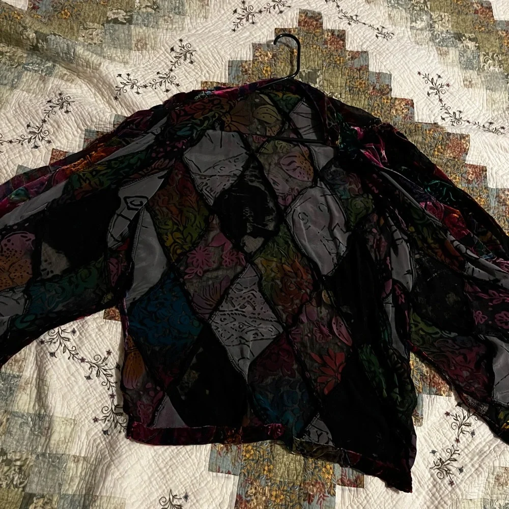 Vintage mesh/velvet button shirt - Picture 12 of 12